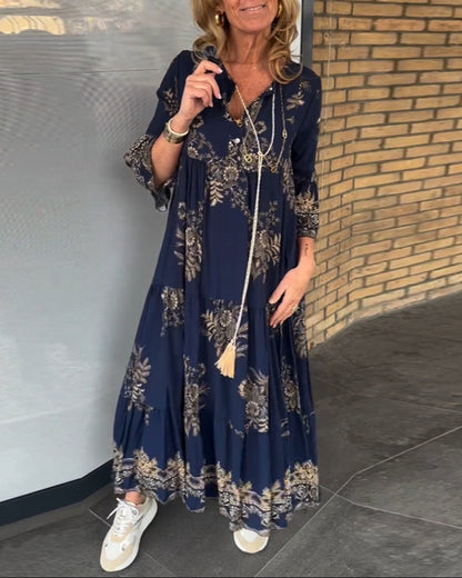 Abito ampio vintage con scollo a V