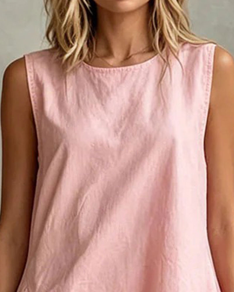 Asymmetrical Sleeveless Lantern Pants Set