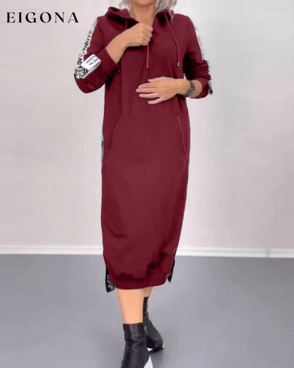 Zip hooded casual dress Burgundy 2023 f/w 23BF casual dresses Clothes Dresses spring