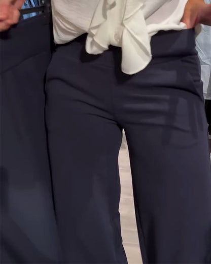 Pantaloni casual alla moda in tinta unita