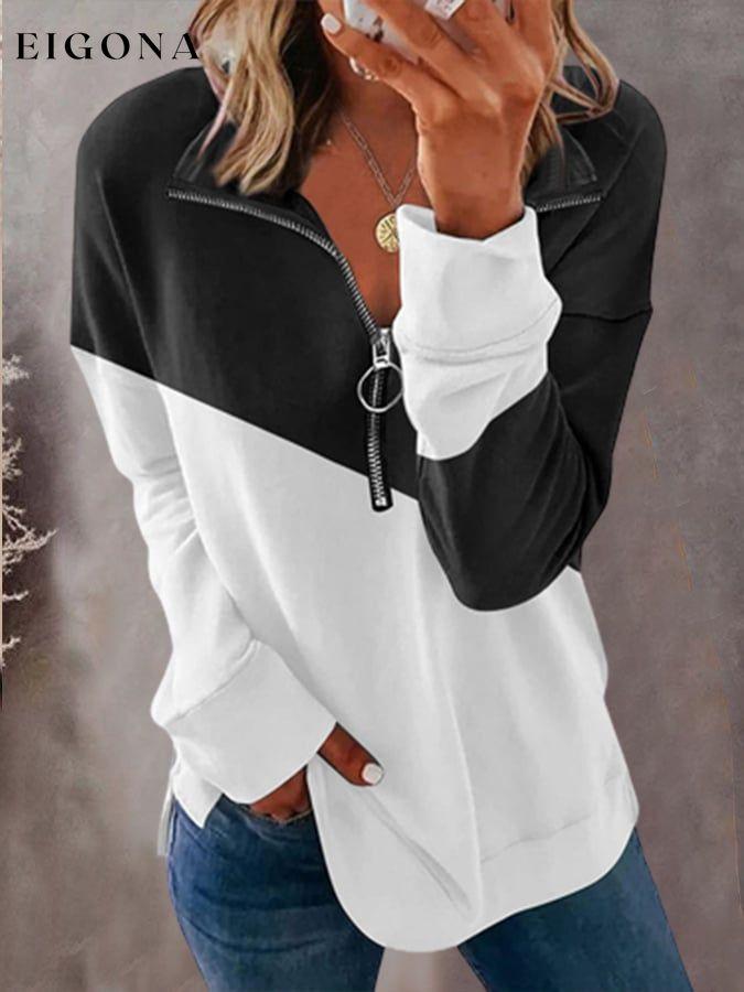 Women's Contrast Zipper Pullover top tops