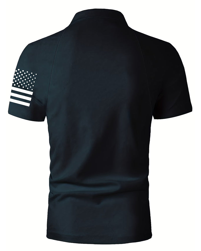 Lapel Stars And Stripes Short Sleeve T-Shirt