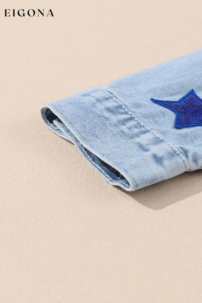 Bluing Sequin Star Flap Pocket Denim Jacket All In Stock Category Shacket clothes Color Blue Craft Sequin EDM Monthly Recomend Fabric Denim Hot picks Occasion Daily Season Fall & Autumn Style Western