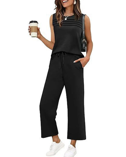 Pleated Vest Top Two-Piece Set