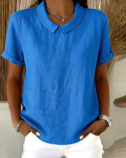 Peter Pan Collar Short-Sleeve Blouse blouses & shirts spring summer