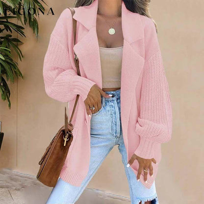 Casual Solid Colour Cardigan Pink best Best Sellings cardigan cardigans clothes Sale tops Topseller