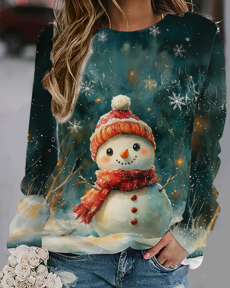 Christmas Snowman Print Sweatshirt 2024 f/w christmas sweatshirts