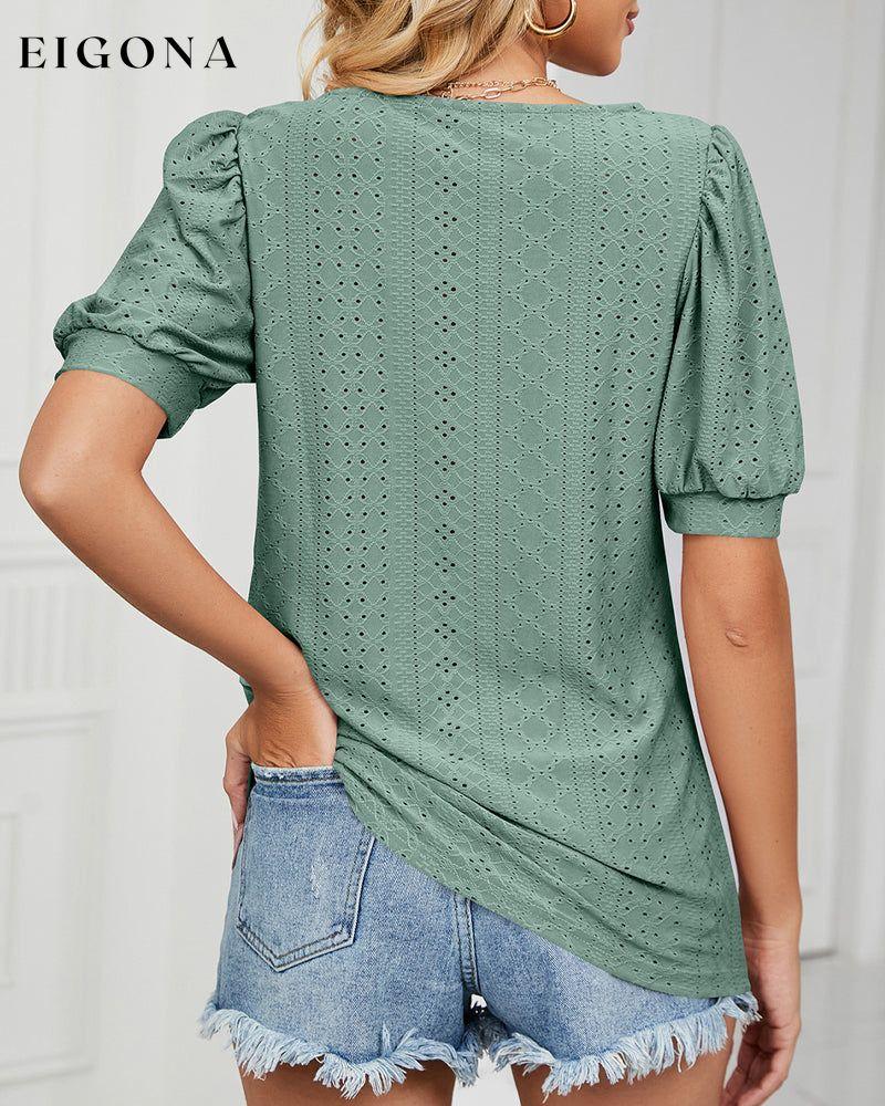 Solid Color T-shirt with Short Sleeves 23BF clothes Short Sleeve Tops T-shirts Tops/Blouses