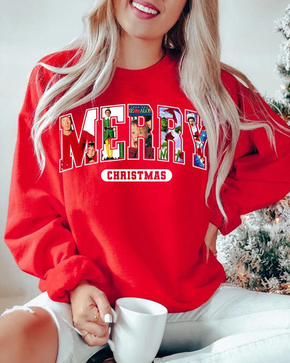 Women's Merry Christmas 90s Movies Crewneck Sweatshirt 2024 f/w christmas hoodies & sweatshirts women's christmas