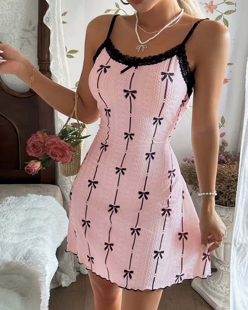 Lace Bow Print Sleep Dress 2024 f/w lingerie spring summer