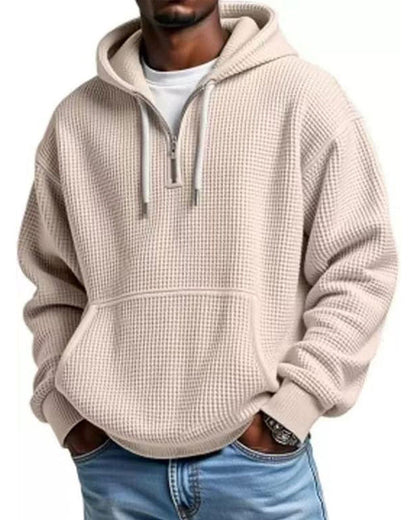 Men's Solid Zip Pullover Hoodie
