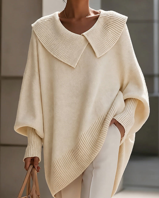 Irregular Lapel Solid Color Pullover 2024f/w pullovers spring