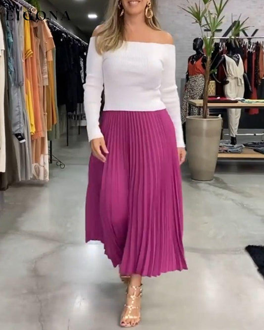 Pleated solid color skirt skirt skirts spring summer