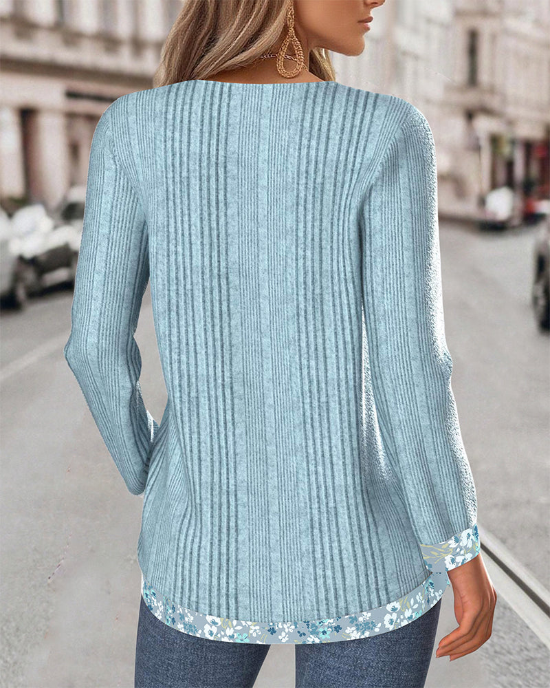 Top girocollo con stampa floreale