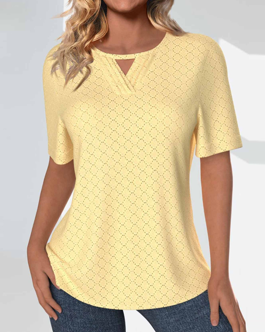 Simple solid color short-sleeve casual top blouses & shirts spring summer