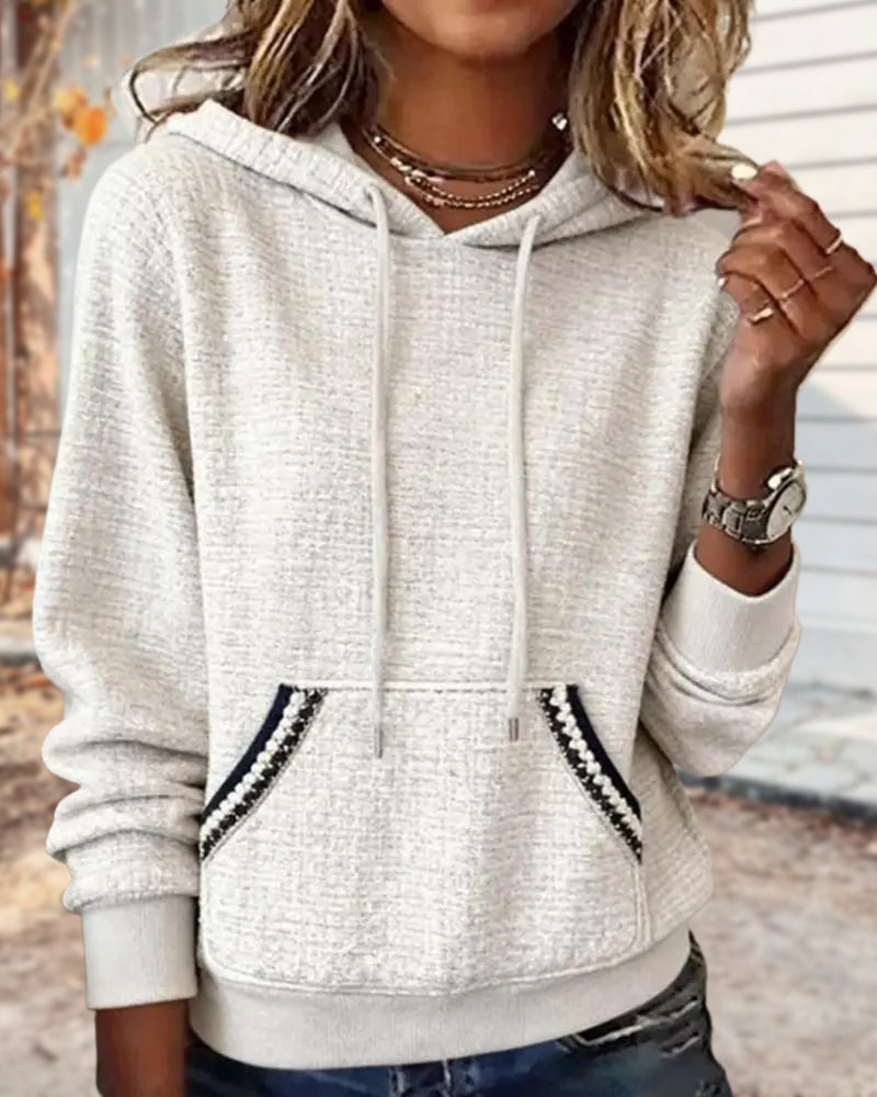 Casual Contrast Color Hoodie
