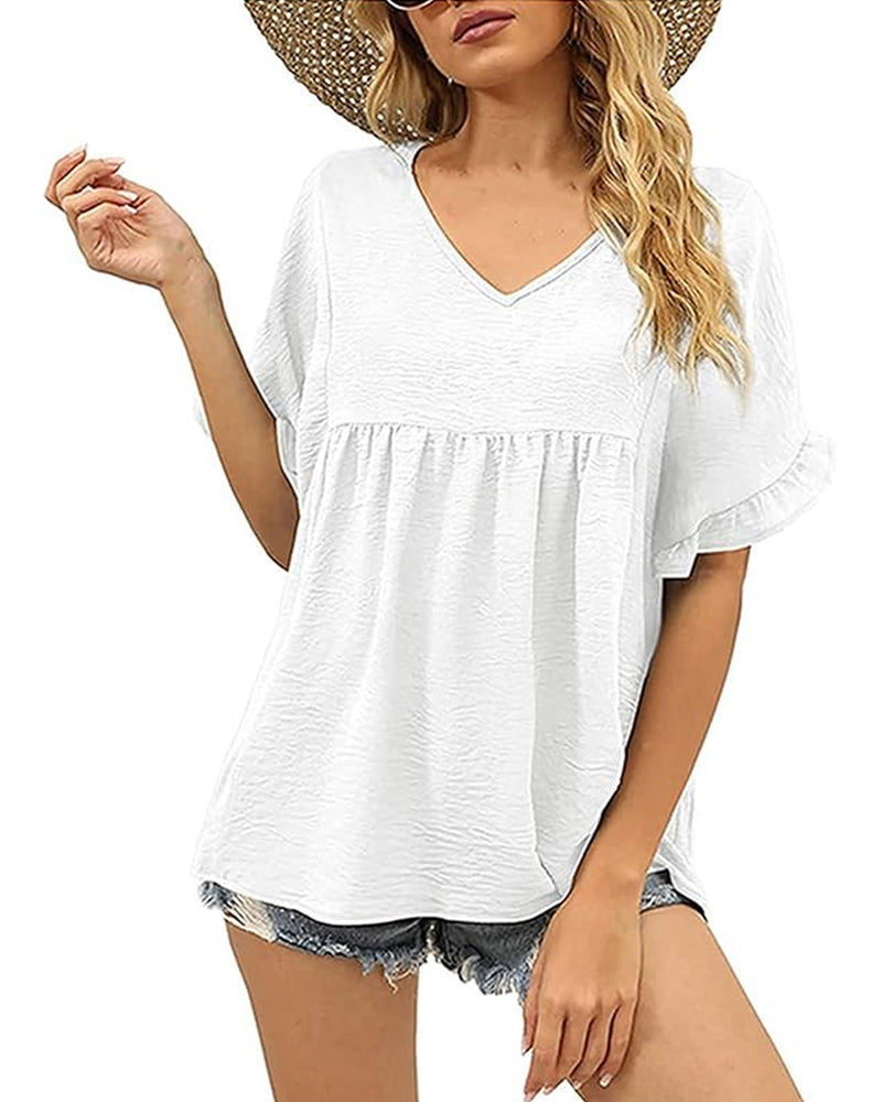 Casual Ruffle Loose Fit Blouse