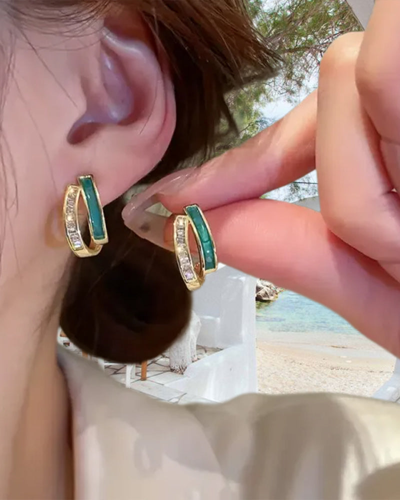 Fashionable double emerald earrings jewelry