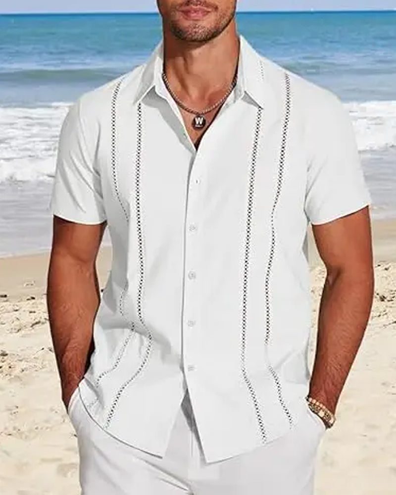 Men's Cuban Guayabera Shirt Short Sleeve Button Down Shirts