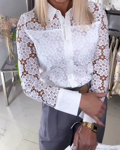 Floral Lace Long Sleeve Shirt