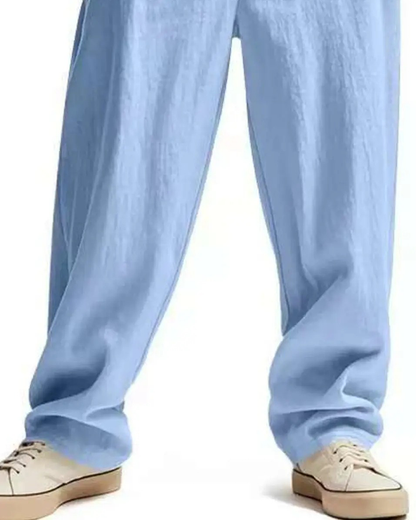 Casual Solid-Color Straight-Leg Pants