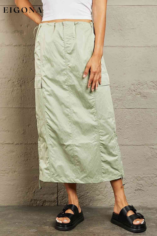 High Waisted Cargo Midi Skirt Light Green BFCM - Up to 25 Percent Off Black Friday bottoms clothes HYFVE midi skirts Ship from USA skirt skirts