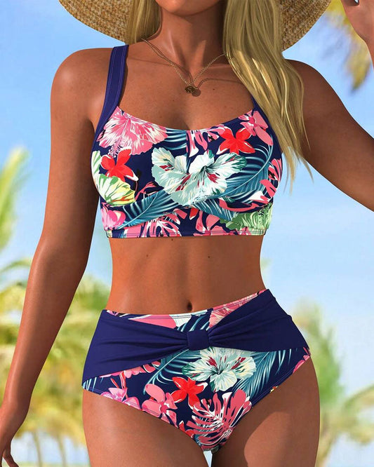 Vacation-Style Floral Print Two-Piece Bikini