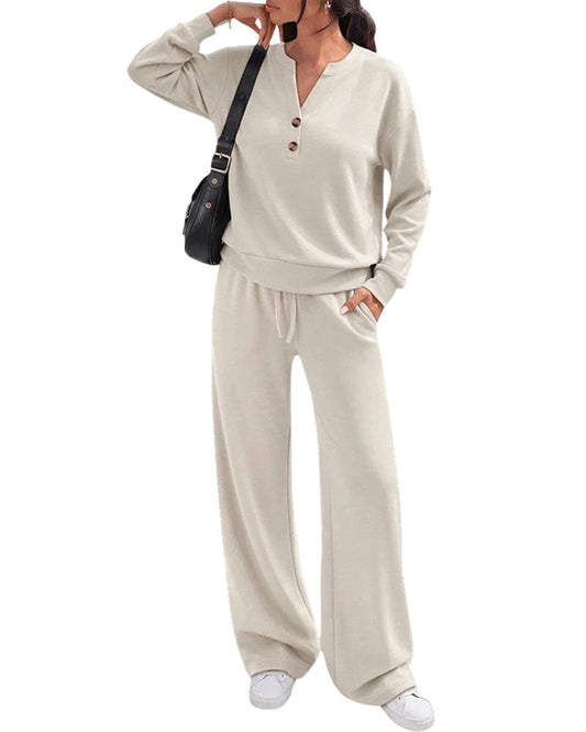 Long Sleeve Top Wide-Leg Pants Set 2024 f/w two-piece sets