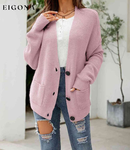 Button Up Drop Shoulder Long Sleeve Cardigan clothes Ship From Overseas X.X.W