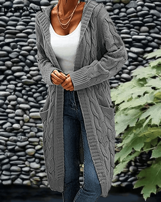 Casual Long Solid Color Cardigan Dark Gray 2023 f/w 23BF clothes spring Sweaters sweaters & cardigans Tops/Blouses