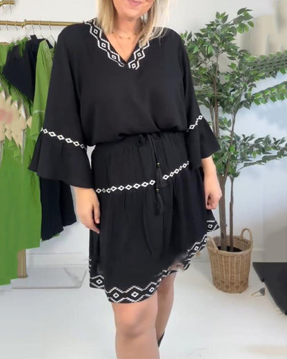 Bohemian Embroidered Skirt Set