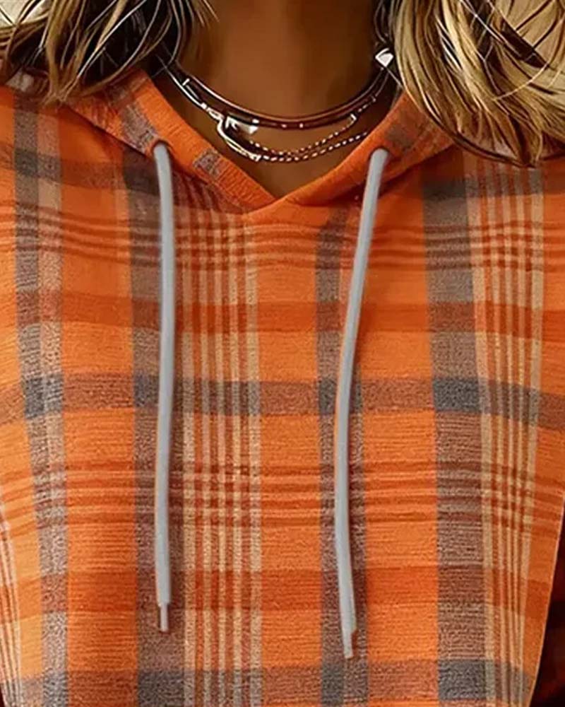 Plaid Pocket Casual Hoodie 2024 f/w hoodies spring