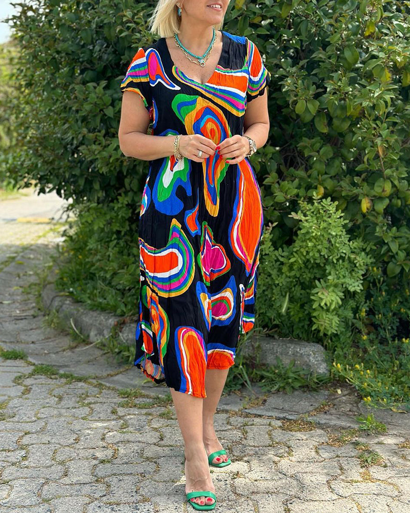 Colorful printed casual dress casual dresses summer