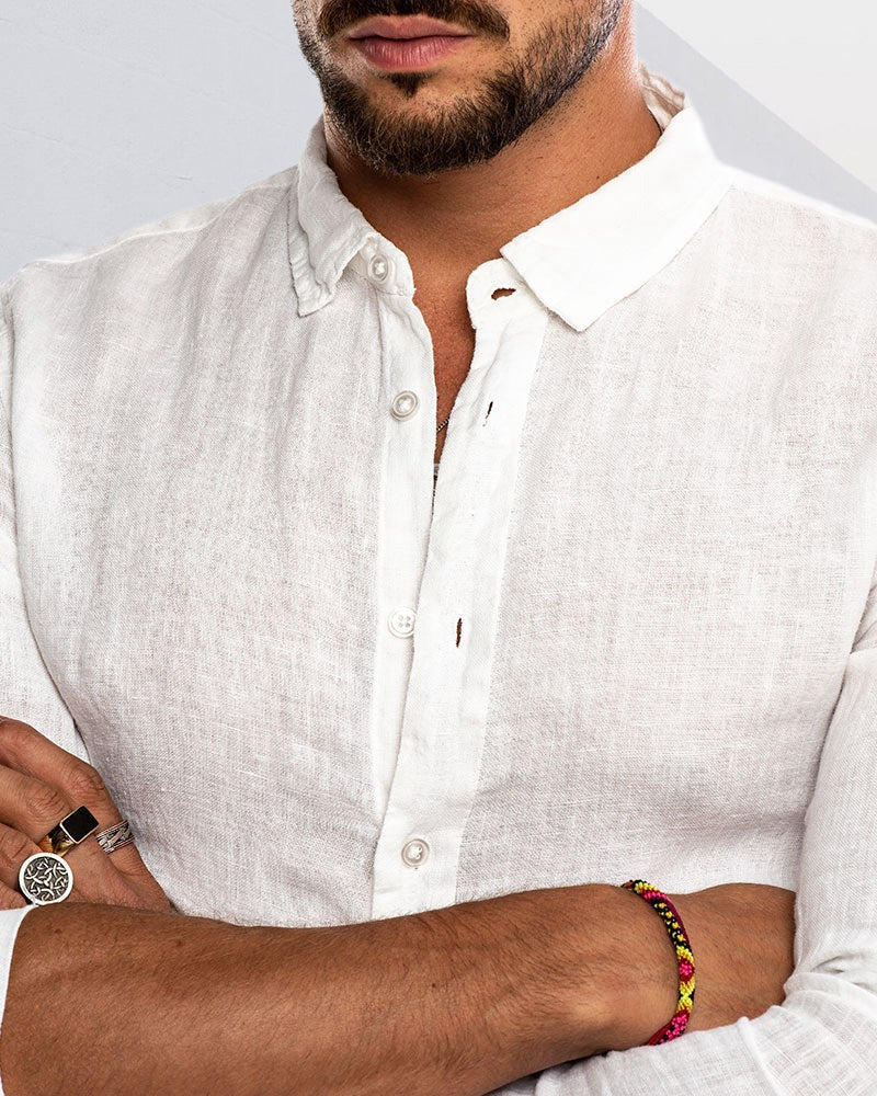 Men's Turn-Down Collar Plain Casual Shirt