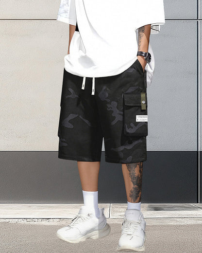 Men's Multi-Pocket Drawstring Cargo Shorts