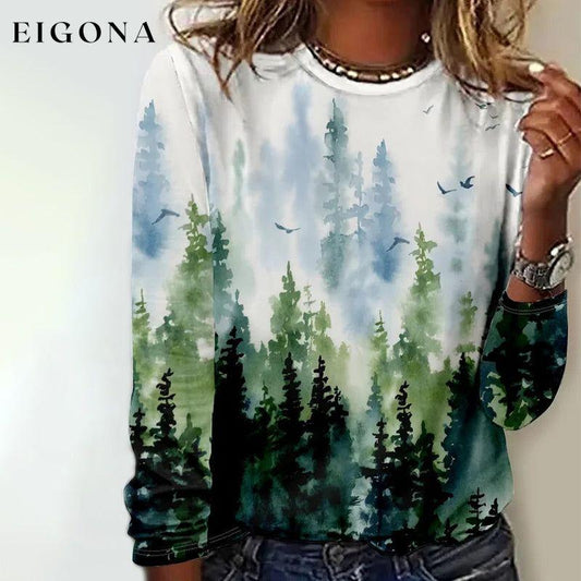 Nature Print Casual T-Shirt Green best Best Sellings clothes Plus Size Sale tops Topseller