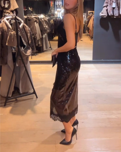 Sophisticated Spaghetti Strap Evening Dress