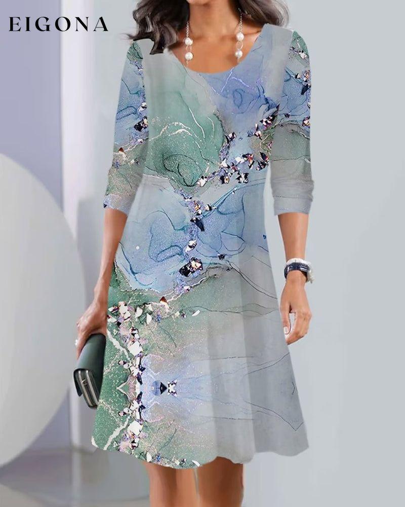 Printed long sleeve crew neck dress Green 2023 f/w 23BF casual dresses Clothes Dresses spring