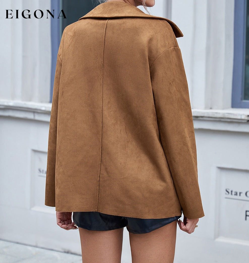 Button Front Collared Drop Shoulder Jacket clothes Jackets & Coats Ship From Overseas Y&BL