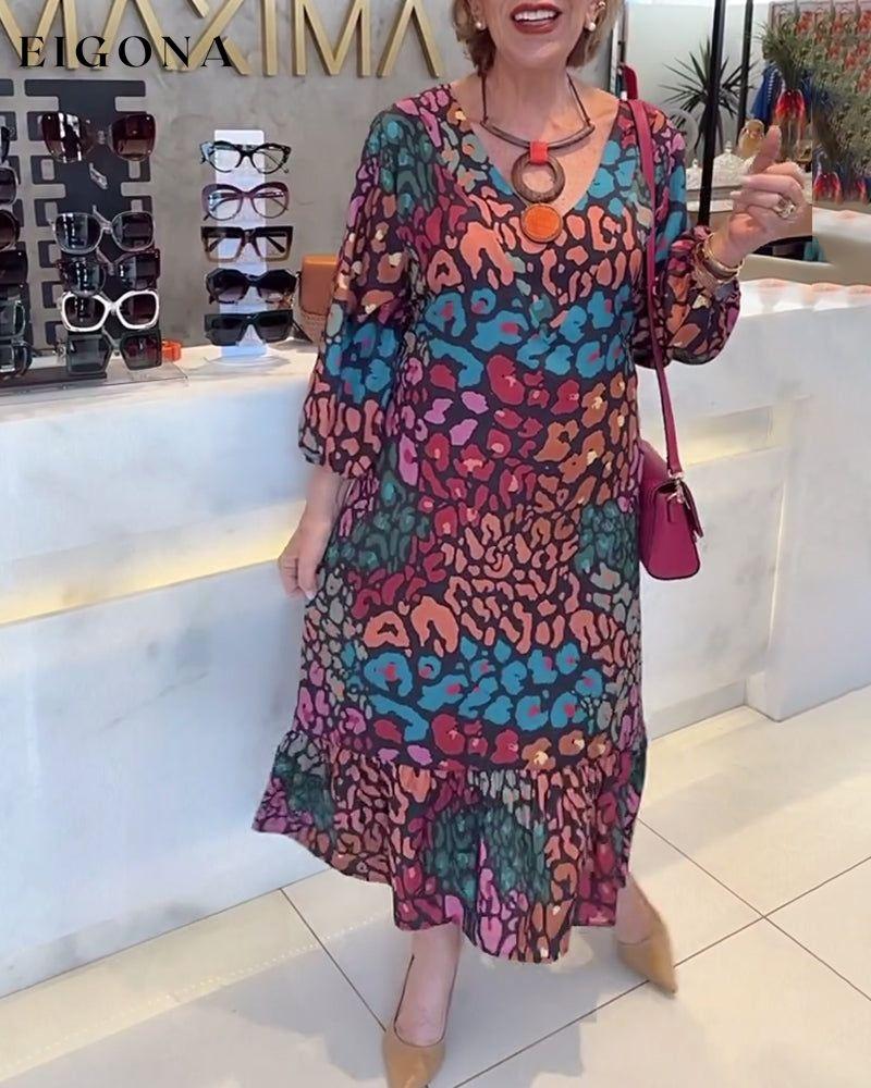 Multicolor printed v-neck maxi dress casual dresses spring summer