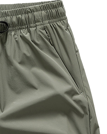 Men Elastic Waist Pocket Quick-Dry Ice Silk Sports Shorts
