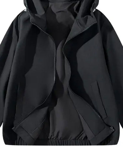 Solid Color Relaxed Pocket Hoodie Coat