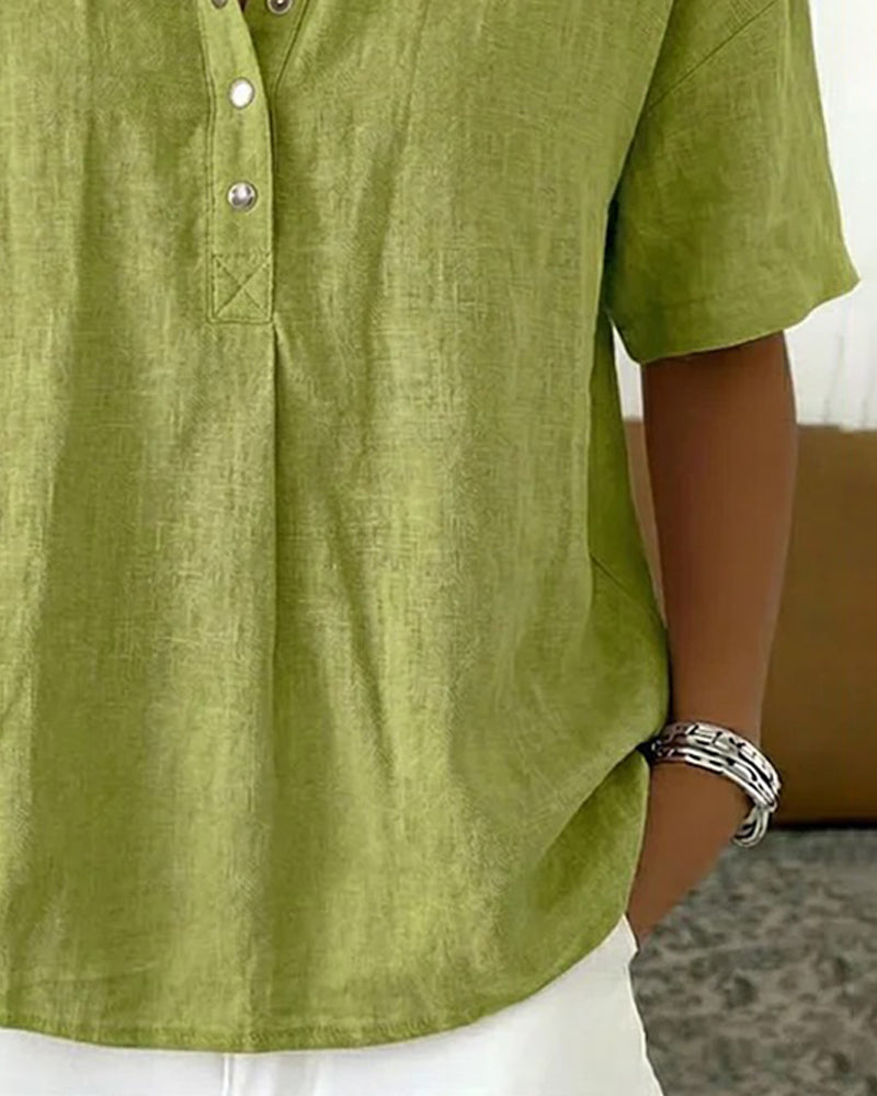 Button-Down Collared Casual Blouse