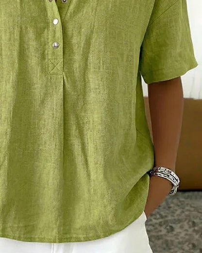 Button-Down Collared Casual Blouse