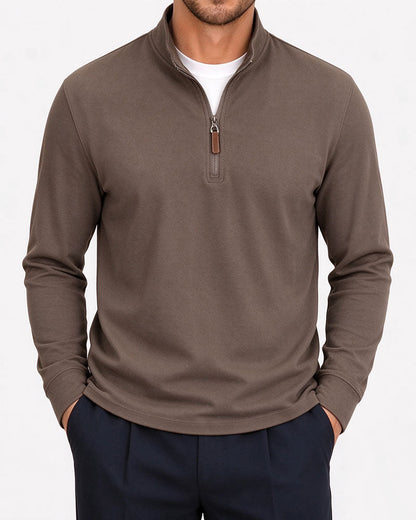 Men's Half-Zip Stand Collar Long-Sleeved Sweatshirt