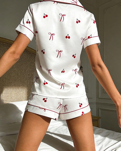 Printed Short-Sleeved Two-Piece Set