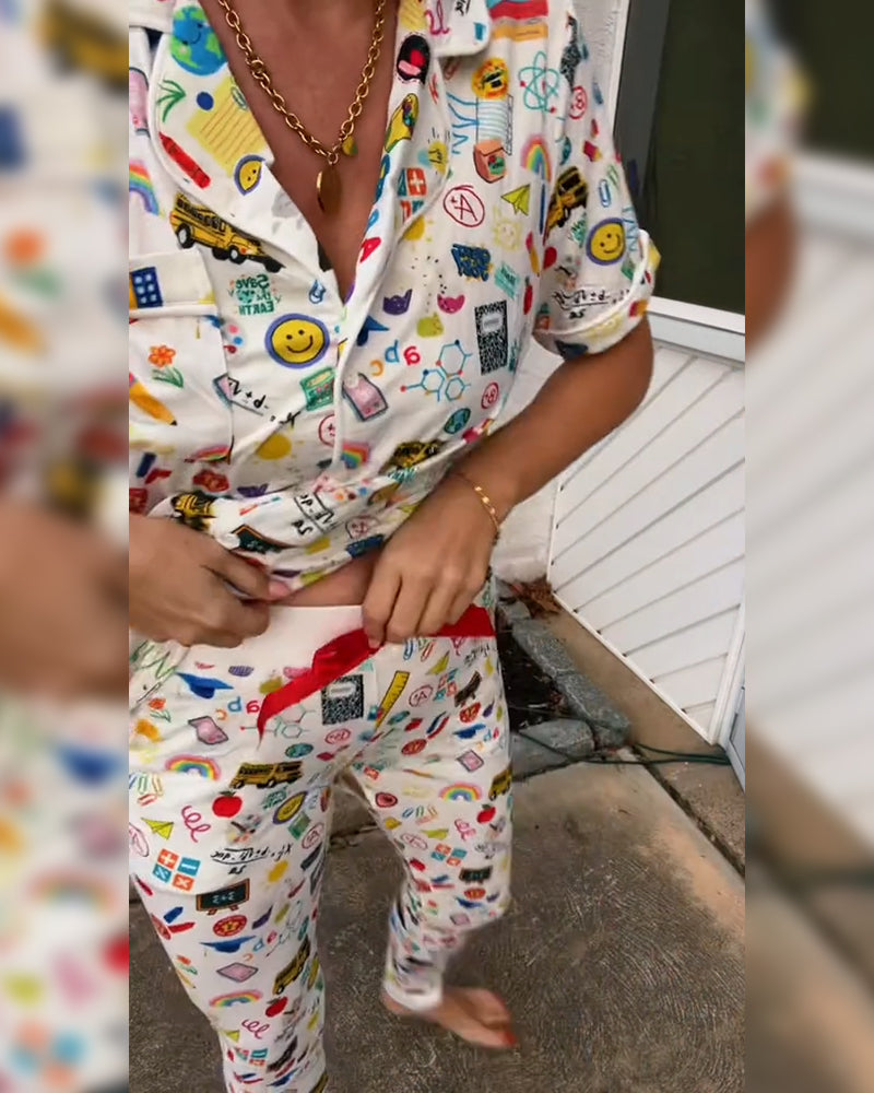 Printed Casual Comfortable Two-Piece Set