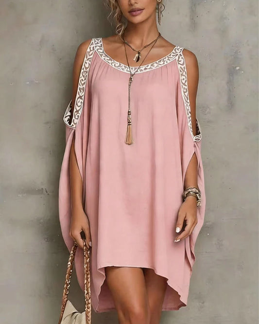 Casual Cold Shoulder Irregular Dress