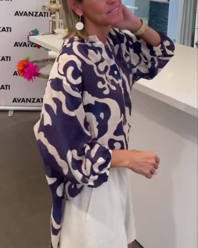 Casual printed long sleeve buttoned blouse 202466 blouses & shirts spring summer