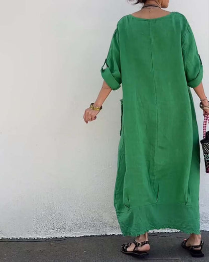 Crew Neck Loose Lantern Dress